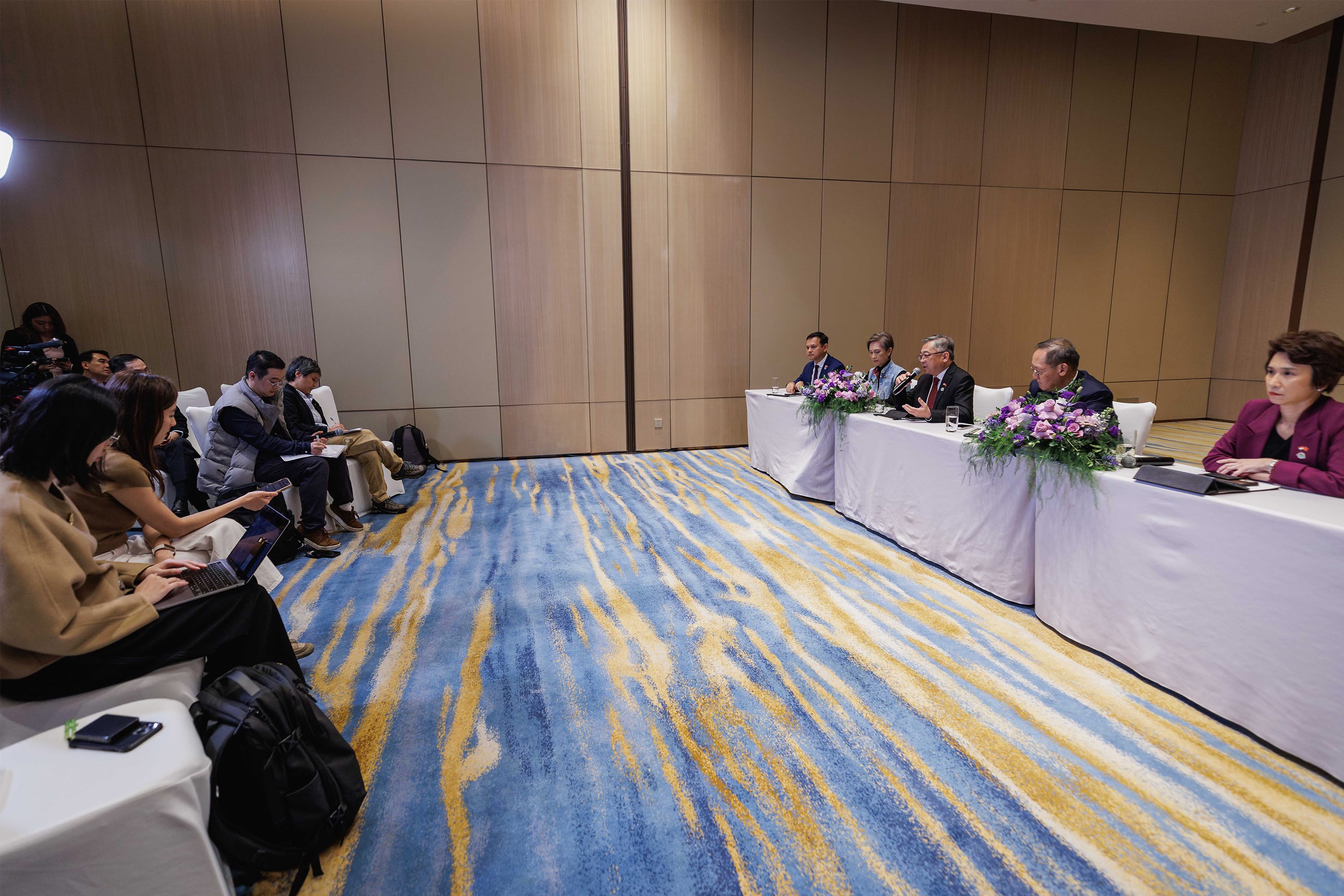 Photo of DPM Gan Kim Yong at the media wrap-up of the 21st JCBC